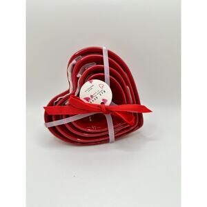 Heart-Shaped Red Ceramic Nesting Bowls Set Of 4 By Rae Dunn